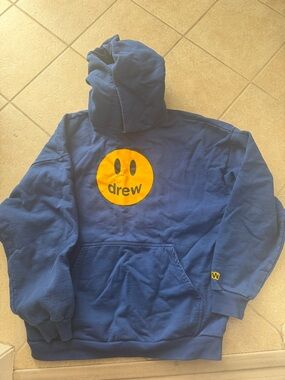 DREW Navy Hoodie with Yellow Smiley Logo